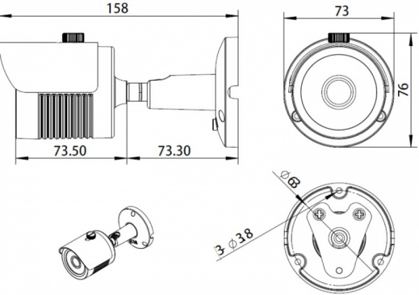 Комплект видеонаблюдения на 1 уличную камеру 5mpx